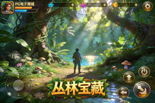 PG电子游戏《丛林宝藏》在模拟器中的运行截图，展示细腻的丛林场景与光影效果