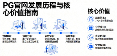 PG官网关于我们的官方指南图示 - 阐述PG官网的发展历程与服务玩家的核心价值
