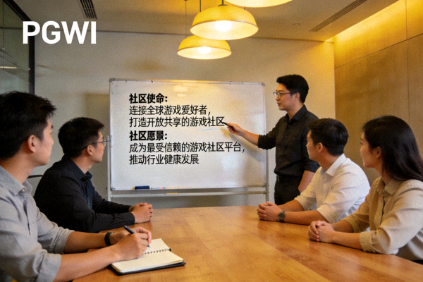 PG官网团队讨论社区使命与愿景的会议场景