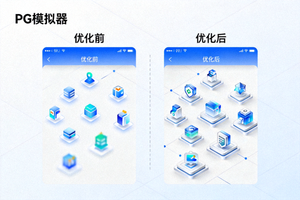 PG模拟器试玩界面优化前后对比截图 - 展示更清晰的图标布局和流畅的动画效果