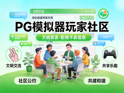 PG模拟器玩家社区绿色健康网络环境宣传图