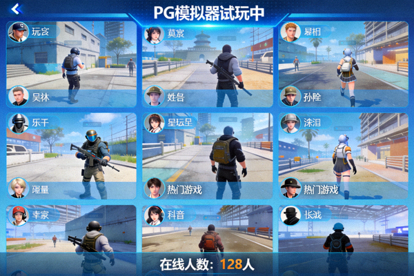 PG模拟器在玩家社区试玩界面截图，展示多人同时在线体验热门游戏的场景