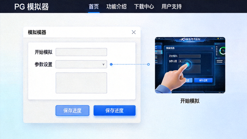 PG模拟器在官网上的界面展示与操作演示截图