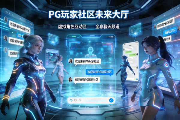PG玩家社区未来大厅概念设计图 - 展示虚拟角色和聊天区域